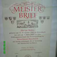 Urkunde „Meisterbetrieb im Metallbauerhandwerk"